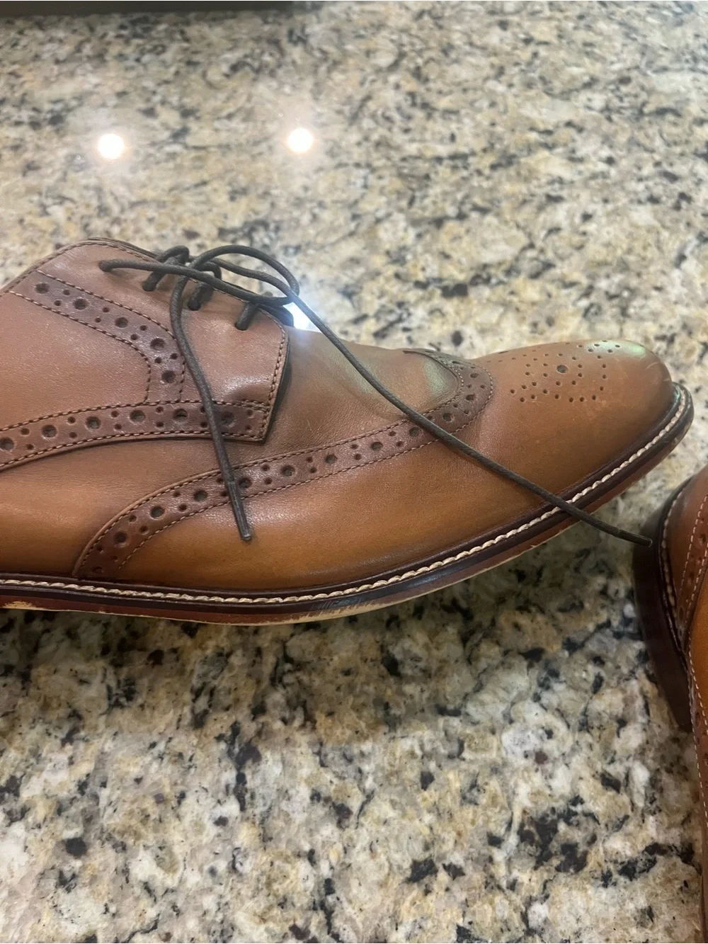 Joseph Abboud Brown Leather Wingtip Derby Oxfords Tie Classic Mens Size 12